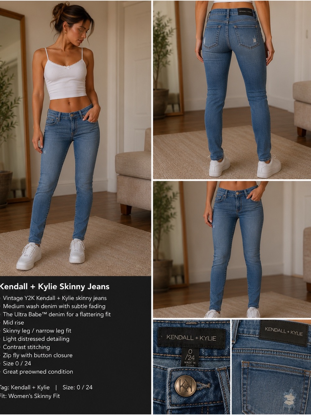 Kendall & Kylie Medium Blue Skinny Jeans